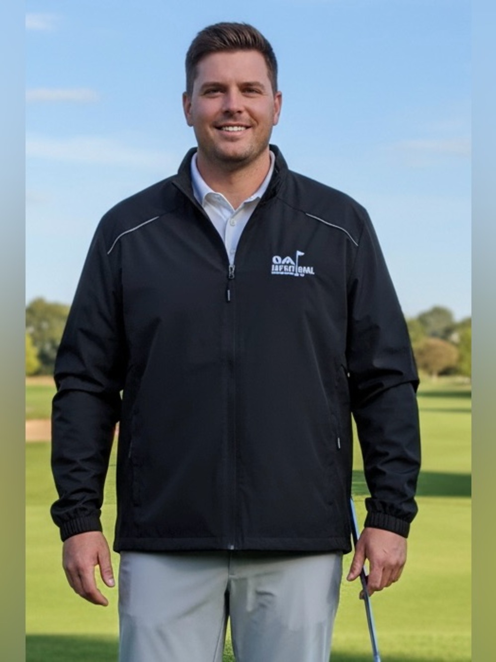 NWT Men’s 2XL Black Core365 Full Zip Water Resistant Reflective Golf Jacket